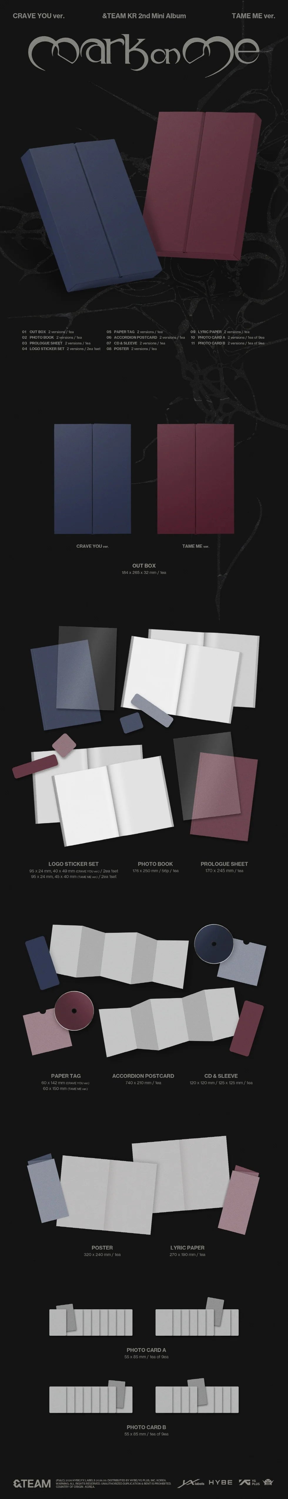 [PRE-ORDER] &TEAM - [Mark on Me] KR 2nd Mini Album 2 Version SET